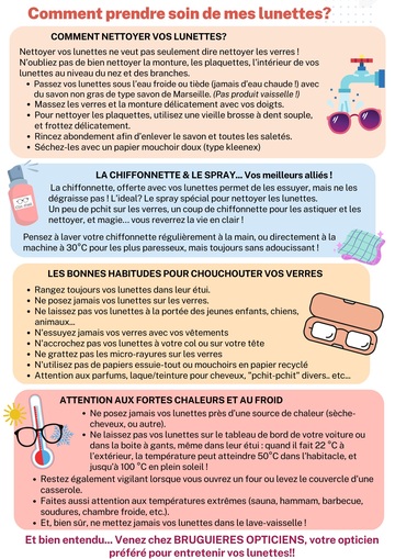 COMMENT PRENDRE SOIN DE MES LUNETTES ?